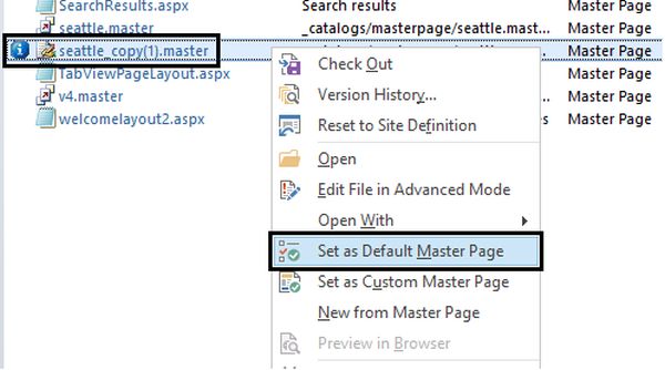 set as default masterpage